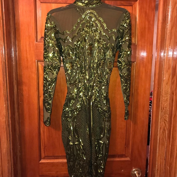 Emerald green designer dress - Picture 2 of 8